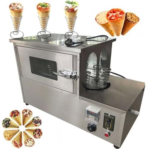 BDJSN Electric Cone Pizza Oven, 2000W Stainless Steel Pizza Roll Heating Cooking Machine with 3 Rotating Racks, 12 Pieces/5 Minutes, Handheld Pizza Maker for Snack Bar, Fast Food Restaurant