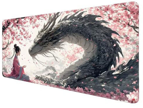 Tapis de Souris Fleur,Tapis de Souris XXL 1200x600x3mm Tapis Souris Dragon Tapis de Souris Gamer Grand Tapis de Souris, à Bords Cousus Étanche Tapis de Bureau, pour Maison Bureau Gaming X-250