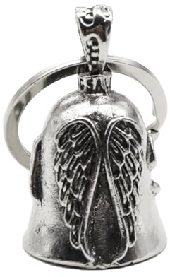 Cloche d'ange gardien de moto – Porte-clés vintage en métal pour motard – Cadeau de moto pour homme, papa, mari, petit ami