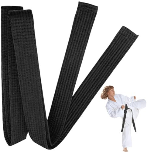 GJKLO Cinturón de kimono de kárate para niños de 160 cm, cinturón de judo, kárate, deportes, artes marciales, cinturón profesional de taekwondo y aikido (negro)