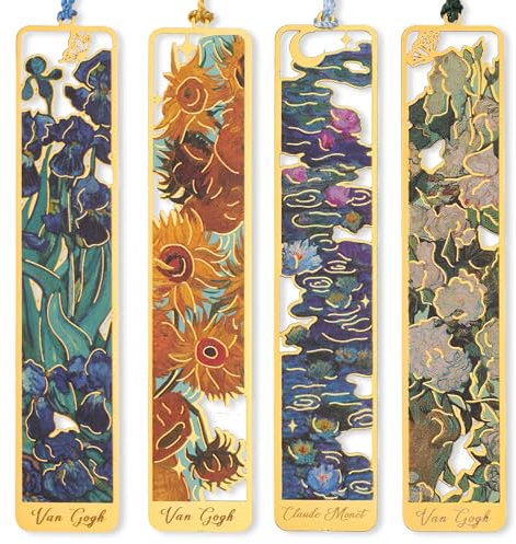 4 Stück Metall Blumen Lesezeichen, Vintage Ölgemälde Stil Bookmark, Quaste Handgefertigte Lesezeichen, Bookmark Aesthetic für Frauen Kinder Schüler Lehrer Buchliebhab