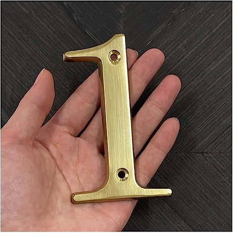 House Numbers Plaques,House Number 4 Inch 100mm Solid Brass Modern House Number Apartment Door Numbers Home Number Mailbox Address Outdoor Sign Plates(1)