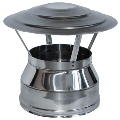 Comignolo Cappello Cinese Coibentato Doppia Parete in Lana di Roccia - in Acciaio Inox AISI 304 BA SP. 5/10 – per Camini (Ø200-250 mm)