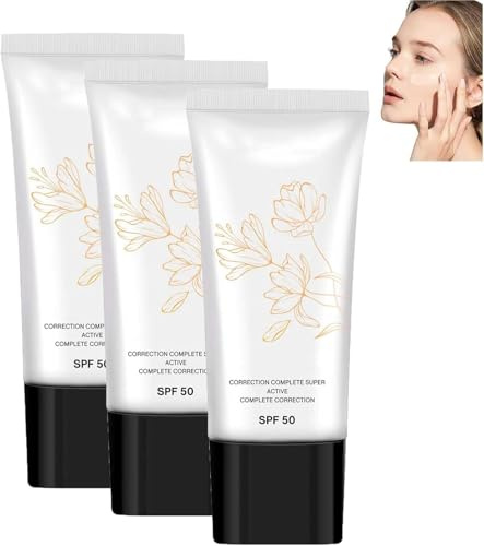 Koreanische farbwechselnde CC-Creme, koreanische CC-Creme mit LSF 50, korrigierende Creme mit voller Deckkraft, leichter Hautperfektor getönte Feuchtigkeitscreme (3 PCS)