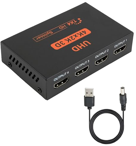 HDMI Splitter 1 Entrada 4 Salidas Splitter 4K 3D 1080P para 4 Monitores Adaptador Divisor HDMI Múltiple para PC Portátil BLU-Ray HDTV Xbox PS3/PS4 Proyector Multiplicador 1 Input 4 Outputs