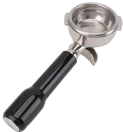 58-mm-Siebträger aus Edelstahl mit 2 Ohren, abnehmbarer Filterhalter, Ersatzteil für Kaffeemaschinen-Siebträger, Doppelohr-Design für Nuova-Kaffeemaschinen, inklusive 58-mm-Korb (Schwarz)