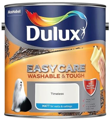 Timeless Dulux Easycare Matt Emulsion Paint 2.5L – Washable & Stain Resistant, Durable Matt Finish, Quick Dry, Low Odour Interior Wall & Ceiling Paint