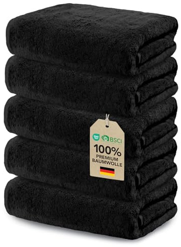 Ôhm 5er Set Handtuch 30x30 cm – 100% Baumwolle Frottee 500 g/m² Schwarz – Gästehandtücher & Waschlappen 30x30, extra weich & saugstark – Oeko-Tex Zertifiziert