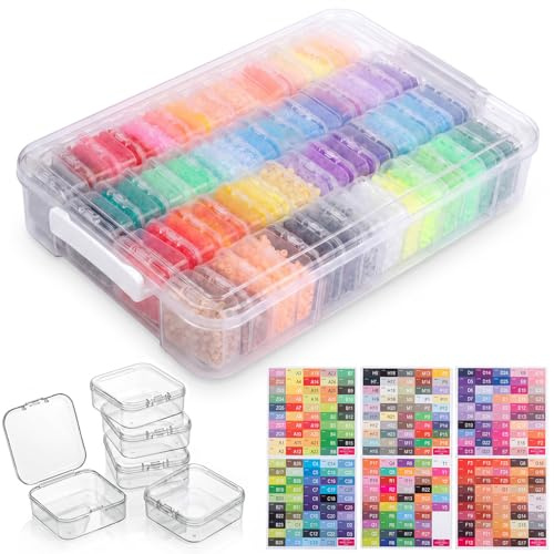 Dexpally Kit de Organizador para Diamond Painting, 60 Cajas Almacenamiento Diamantes con Tapa 291 Etiquetas Colores Organizador, Accesorios Diamond Painting Kit para Adultos