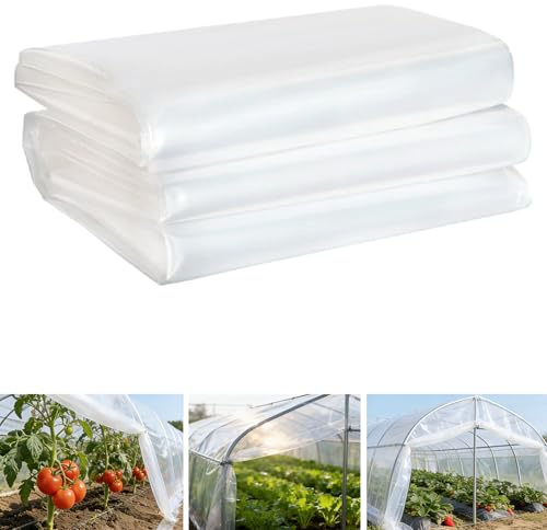 2M x 6M Clear Polythene Sheeting, Waterproof Plastic Cover Sheets for Gardening Greenhouse Building Insulation and Rubble Protection (2 X 6M, 2 Packs)