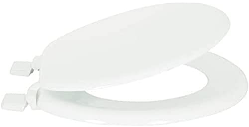 MSV WC-Sitz aus MDF/Kunststoff in weiß, Plastik, Mehrfarbig, 43,5 x 36,7 x 5,2 cm