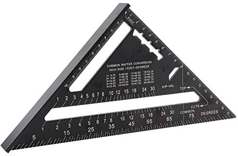 Dreieck Lineal 7 Zoll Metrisch/Imperial System Aluminiumlegierung Schwarz Oxidation Überdachung Dreieck Winkel Winkelmesser Layout Guide Maß Lineal Werkzeug(Metric System)