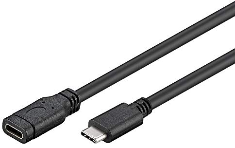 PremiumCord Cable Alargador USB-C 3.2 Gen 1, Cable de Datos SuperSpeed hasta 5 Gbps, Cable de Carga, USB 3.2 Generación 1 Tipo C Hembra a Macho, Color Negro, Longitud 1 m