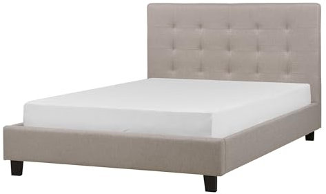 Beliani Bett Polsterbezug in Hellgrau mit Lattenrost 140 x 200 cm La Rochelle