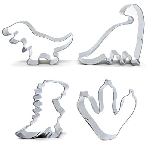 Lot de 4 emporte-pièces en forme de dinosaure pour enfants, en acier inoxydable
