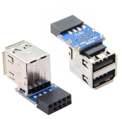 CY Lot de 2 adaptateurs verticaux USB 2.0 Femelle vers Carte mère 9 broches/10 Broches