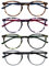 OPULIZE Met lesebrille 4er Pack Schlank Runder Rahmen Federscharniere Kratzfest Braun Lila Grün Transparent Grau Herren Damen RRRR60-2567 +3.00