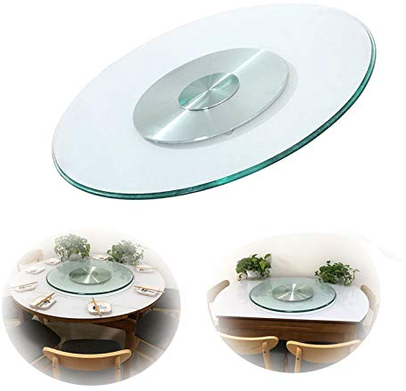 ZH-1 Plateau Rotatif en Verre, Plateau tournant Rond Lazy Susan, Base pivotante en Aluminium à 360 degrés, roulement en Acier, diamètre 50-120cm (20-47 inch), capacité 250 kg