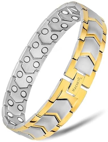 MagnetRX® Ultrastarkes Magnetarmband – Magnetbänder für Herren – Herrenarmband längenverstellbar mit Größenbestimmungswerkzeug (Silber & Gold)