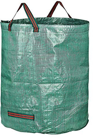 Edinco Sacs poubelle de jardin très résistants 272 l (H76 cm, D67 cm) | Sacs poubelle étanches avec poignées | Sacs poubelle résistants à la déchirure en herbe pour jouets, outils à linge 5 Bags Vert