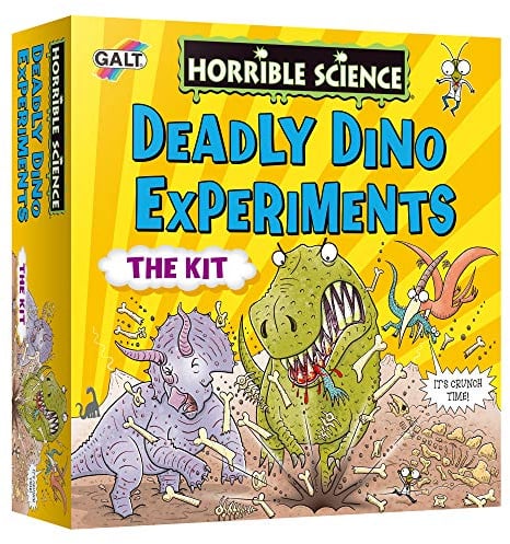 GALT Deadly Dino Experiments – Horrible Science Kit with 8 Fun Experiments | National Curriculum STEM Toys with Excavation Stone, Dinosaur Egg, Footprint Mould & More – Educational Toys for 8+ Year Olds
