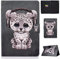 CaseFun Funda para Huawei Mediapad T5 10 Música Leopard Cuero Folio Magnético Slim Shell Flip Stand Cover Antideslizante con Tarjetero