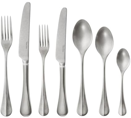 Robert Welch Baguette Vintage, 42 Piece Cutlery Set for 6 People. Matt Finish Made from Stainless Steel. Dishwasher Safe.