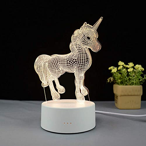 Mengjay Einhorn 3D Lampe, Einhorn Deko Licht, Einhorn Kinder Geschenk, 3D Einhorn Nachtlicht,für Geburtstagsgeschenk oder Wohnaccessoires 3D Einhorn Led Einhorn 7 Jährige Mädchen Geschenk.