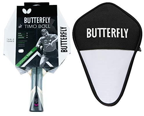 Butterfly® Timo Boll Vision 1000 Tischtennisschläger | Tischtennis Racket Bat TT Profi Wettkampfschläger für technisch fortgeschrittene Spieler | ITTF zertifizierter Pan Asia Belag | Griffform konkav