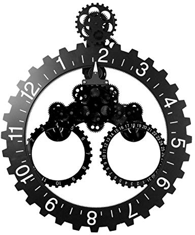 DYJD 3D Mechanische Getriebe Wanduhr mit beweglichen Zahnrad, Quarz, ruhig Neuheit Schreibtisch Uhr, Büro-Regal-Taktgeber-Ausgang Dekorative Alarm,Schwarz