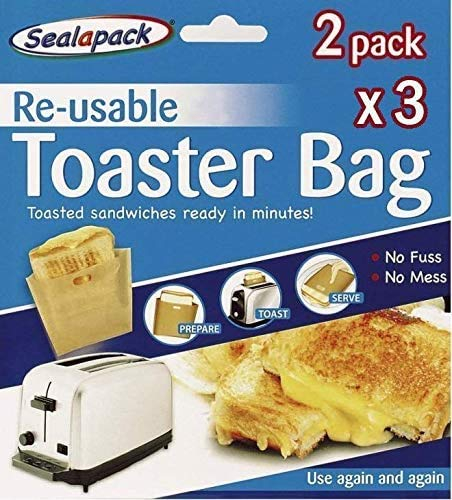 Sealapack 3. x Reusable Toaster Bags 6 Pack, Over 600 Uses! Toastie Bags, Sandwich Bags, Toast Bags