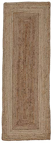 carpetfine Juteteppich Nele Läufer Brücke Beige handgewebt aus Jute 70x240 cm | Moderner Naturfaserteppich im Boho Style für Küche, Flur und Brücke