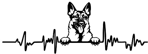 Finest Folia Aufkleber Herzschlag Tiere Breite 27cm Lifeline Heartbeat Deko Sticker Selbstklebend für Auto Kühlschrank Laptop Autoaufkleber K150 (Schwarz Matt, 04 Schäferhund)