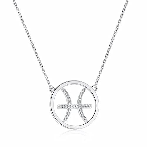 Qings Runder Anhänger, Konstellation, Halskette, Damen, modisch, Silber, Widder, Horoskop, Astrologie, Galaxie, Zodium, Schmuck, mit kubischem Zirkonia, Mädchen, Weihnachten, Geburtstag, Abschluss,
