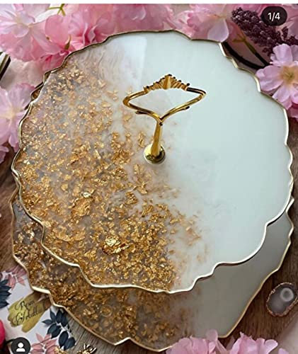 Etagere gold resin weiß Obstschale deko Tablett