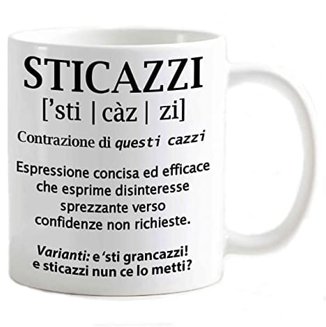 My Cust Tazza Mug colazione o portapenne scrivania ufficio studio Divertente Scherzo Parolacce STICAZZI Dizionario scritta significato simpatica divertente regalo amico collega fidanzato marito