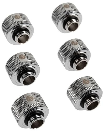 RAIJINTEK PELIAS Silber - D161806 G1/4 16mm OD Gerade Messing Hartrohr-Anschlüsse für PC-Wasserkühlung, Silber, 6 Stück