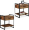 Relaxdays 2 x Nachttisch, Schublade, Industrial, Beistelltisch Wohn- & Schlafzimmer, Metall, HBT: 50x43x37 cm, Holzoptik/schwarz
