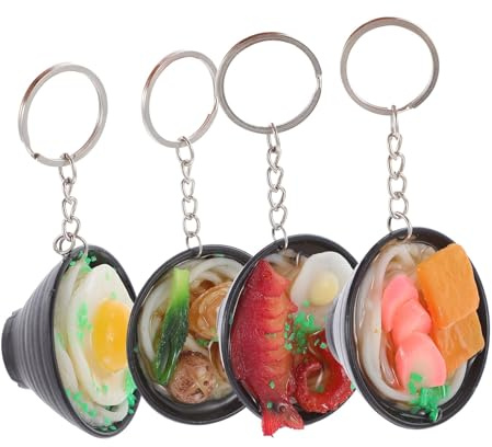 Ramen Schlüsselanhänger PVC 5x5x3cm Weihnachten Event | Japanischer Stil, Buntes Design, für Schulranzen und Handy, Leicht zu Finden, 4 Stück Zufälliger Stil