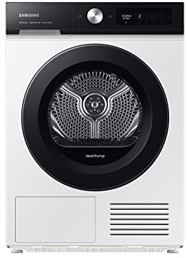 Samsung Asciugatrice Ai Control con Optimal Dry sensor DV90BB5245AES3 9 Kg, Pompa di Calore, Classe A+++, Wifi, Oblò reversibile, Carica Frontale, 60l x 85h x 60p cm