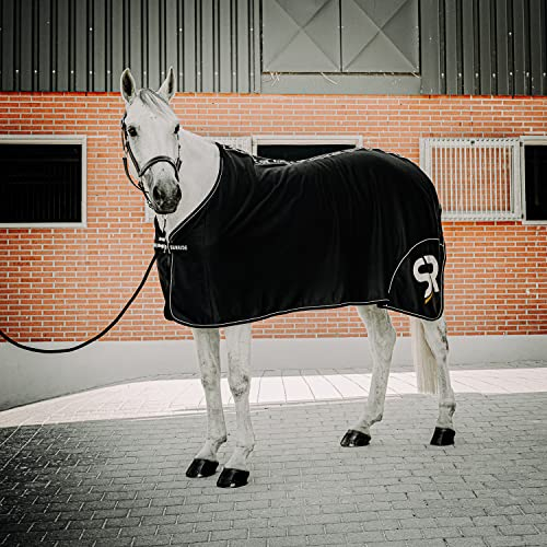 Sunride Abschwitzdecke für Pferde (Boston) aus Softshell mit Fleece - schnelltrocknend, reflektierend und schmutzabweisend (145 cm, schwarz)