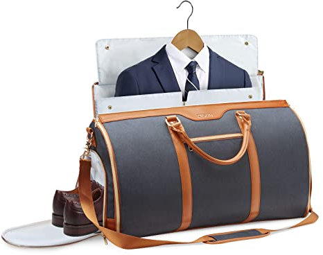 Borsa porta abiti da viaggio, borsa porta indumenti, borsone convertibile con scomparto per scarpe, perfetta per viaggi di lavoro e gite nel fine settimana, Nero