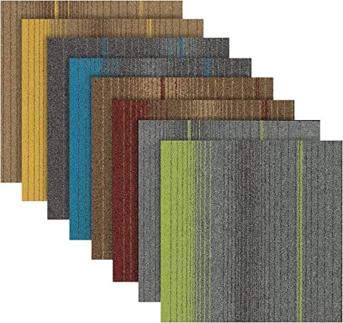 FLODI. Carpet Tiles Sheffield, 50 x 50 cm (Yellow, 4 Tiles, 1 m²) Heavy Duty Carpet Tile Flooring Planks, Bitumen Back Non-Slip Floor Tile for Home, Office and Commerical