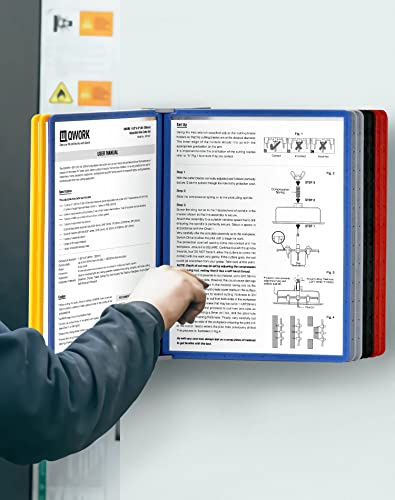 QWORK® Système de Porte Document Mural - 10X Panneaux d'Affichage A4 - pour Halls d'Exposition, Restaurants, Bureaux, Lieux Publics
