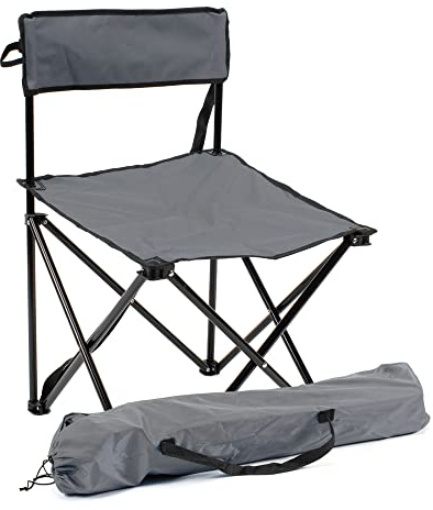 THE SECRET HOME - Klappbarer Campingstuhl - Grau - Tragbarer und ultraleichter Sitz für den Außenbereich - Ideal für Camping, Camping, Angeln (Grau - ohne Armlehnen)