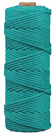Rayher Makramee Garn, petrol, 3 mm ø, Rolle 70 m, ca. 210 g, Strickgarn, Häkelgarn, Textilgarn, Bastelgarn, 44007411