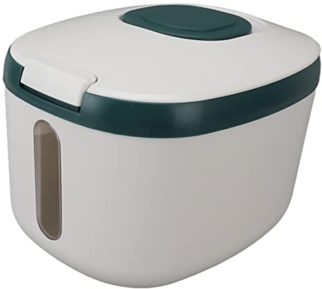 Large Capacity Food Storage Container, Rice Storage Container, Airtight Food Storage Container with Measuring Cup, Covered Rice Bucket, Cereal Dispenser Bin for Grains Nuts(L Green (15kg/33.1lb))