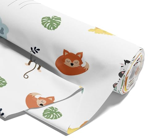 Stoff Meterware Baumwollstoff 2 M x 160 cm - Stoffe zum Nähen aus reine Baumwolle Fabric Futterstoff Dekostoff für Patchwork Canvas und Sewing Nähstoff Safari