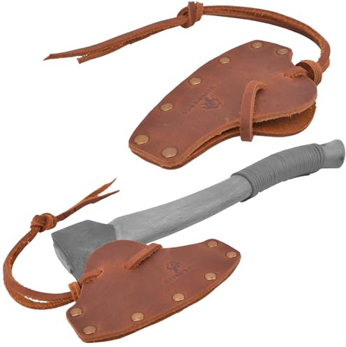 Leder-Axtscheide, robuster Klingenschutz für Campingäxte & Beile (Braun, M)