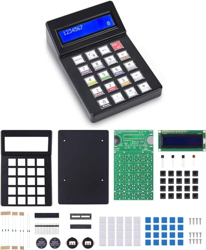 PEMENOL Formazione scolastica calcolatrice elettronica kit per saldatura, 7 cifre, calcolatrice fai da te, kit di costruzione con display LCD per studenti, studenti universitari e uso quotidiano